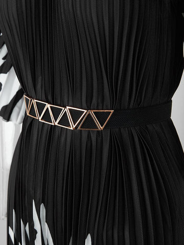 Triangle Chain Belt Pleated Dress - Kelly Obi New York