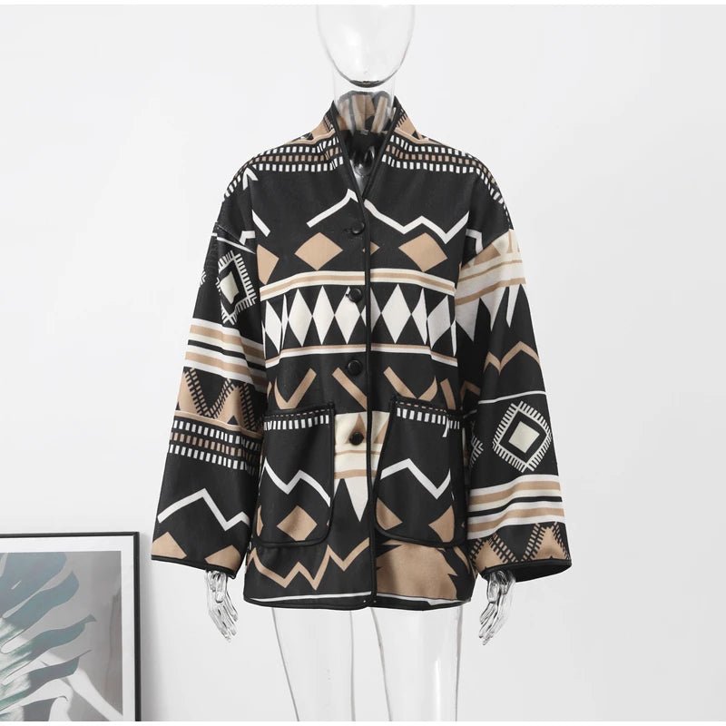 Tribal Print Single Breasted Jacket - Kelly Obi New York