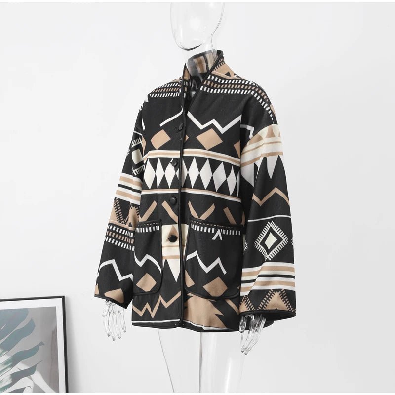 Tribal Print Single Breasted Jacket - Kelly Obi New York