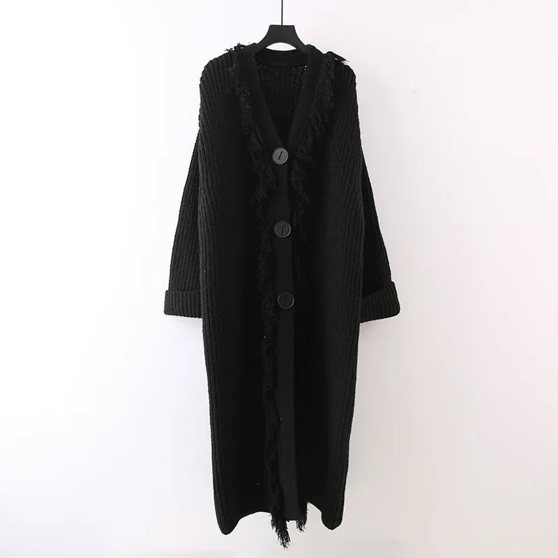 Triple Buttons Tasseled Long Coat - Kelly Obi New York