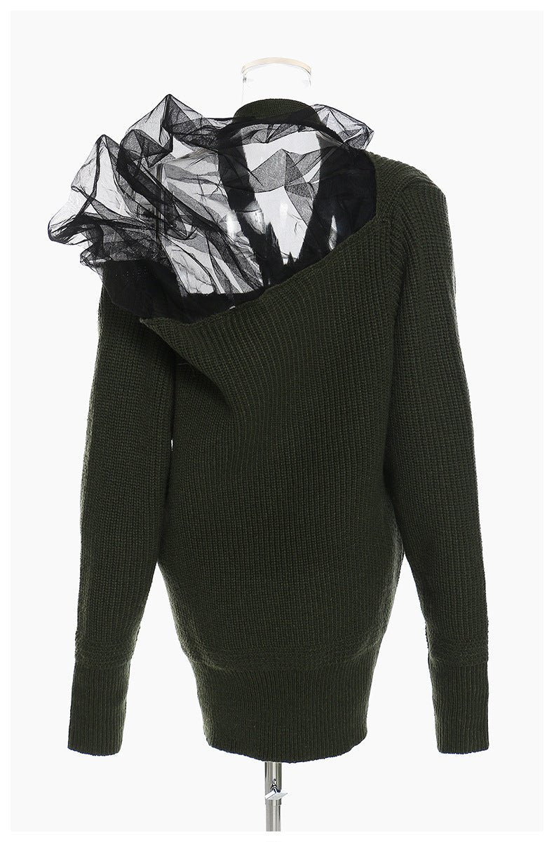Tulle Shoulder Flare Knit Sweater - Kelly Obi New York