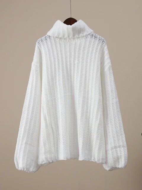 Turtleneck Crochet Knit Sweater - Kelly Obi New York