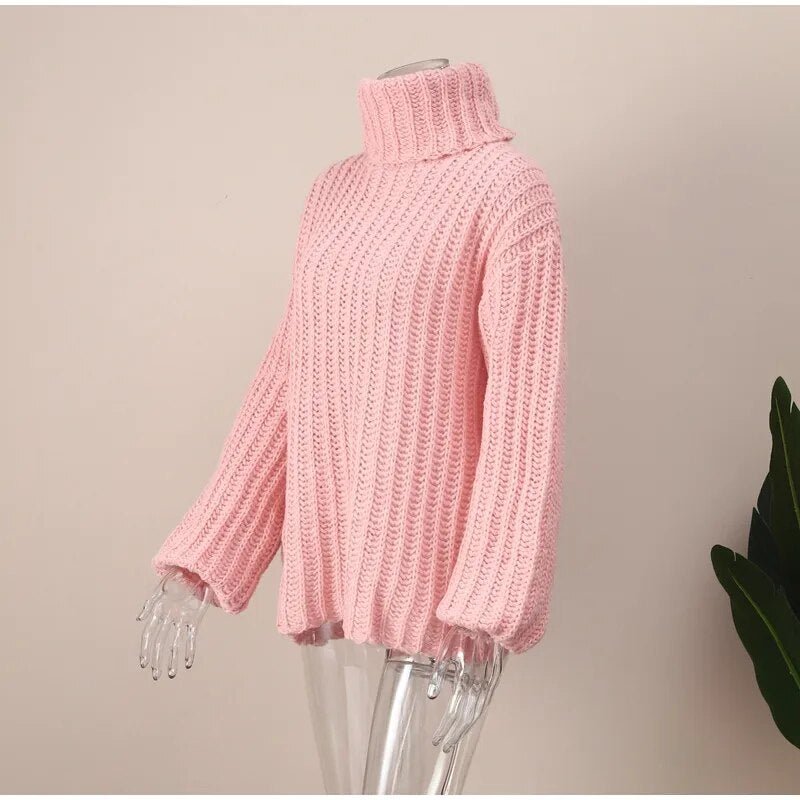 Turtleneck Crochet Knit Sweater - Kelly Obi New York