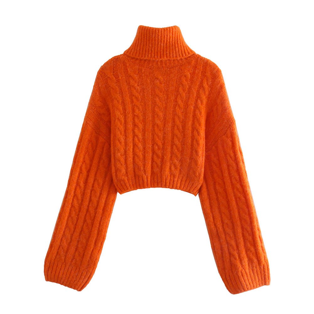 Turtleneck Cropped Knit Sweater - Kelly Obi New York