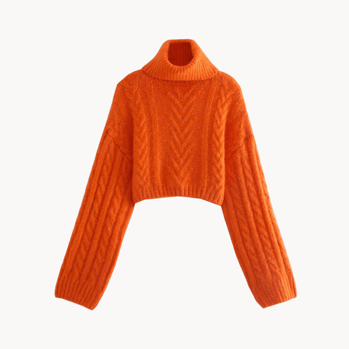 Turtleneck Cropped Knit Sweater - Kelly Obi New York