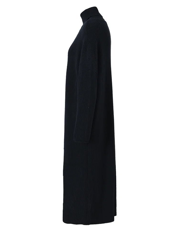 Turtleneck Long Slit Knit Dress - Kelly Obi New York