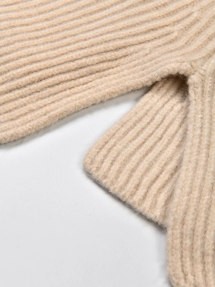 Turtleneck Ribbed Knit Loose Sweater - Kelly Obi New York