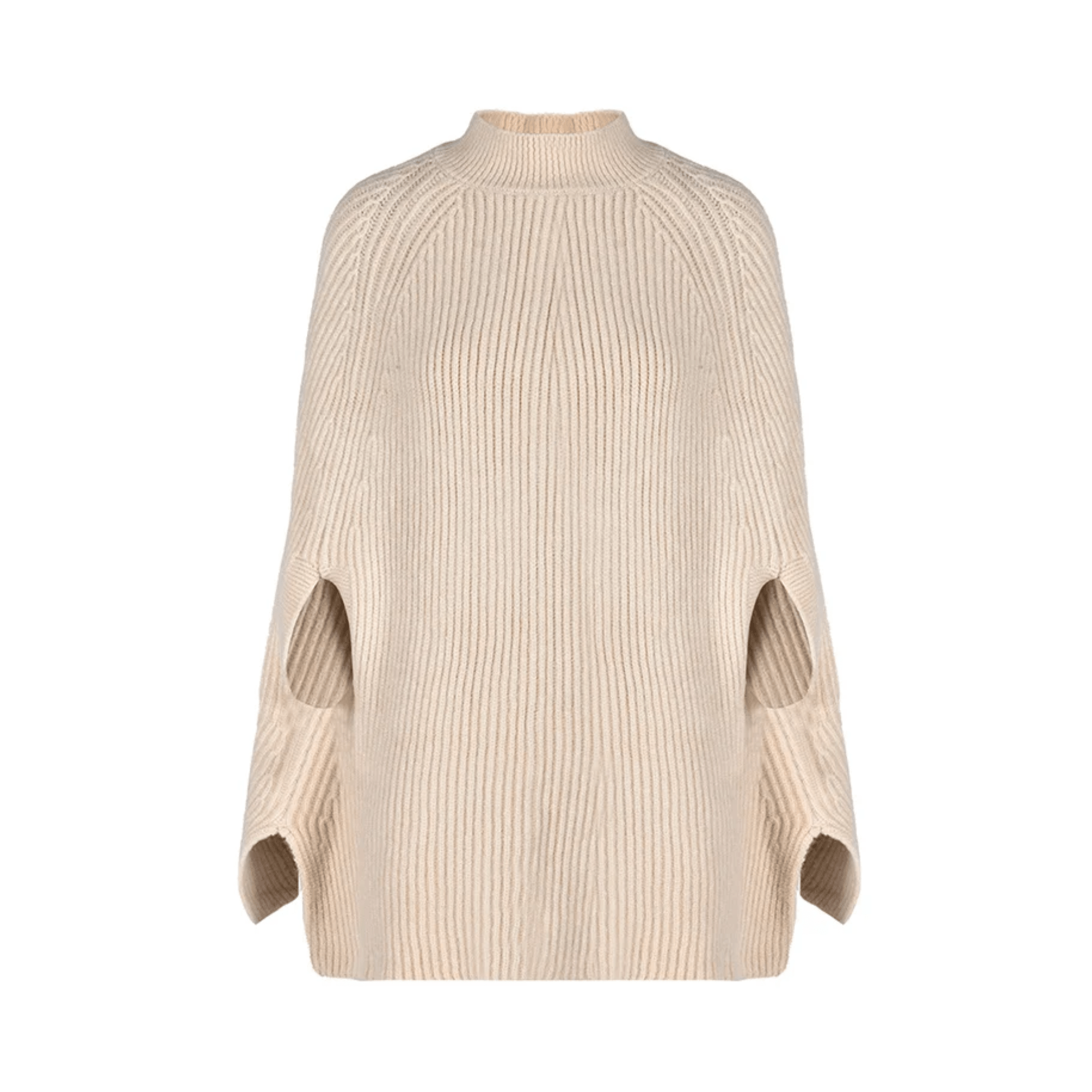 Turtleneck Ribbed Knit Loose Sweater - Kelly Obi New York