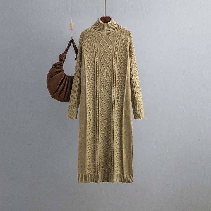 Turtleneck Textured Knit Sweater Dress - Kelly Obi New York