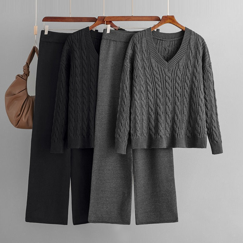 Twist Knit Sweater and Pants Set - Kelly Obi New York