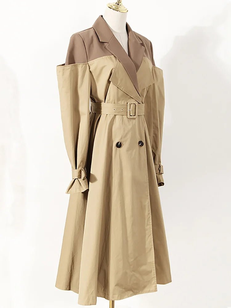 Two-Tone Belted Trench Coat - Kelly Obi New York