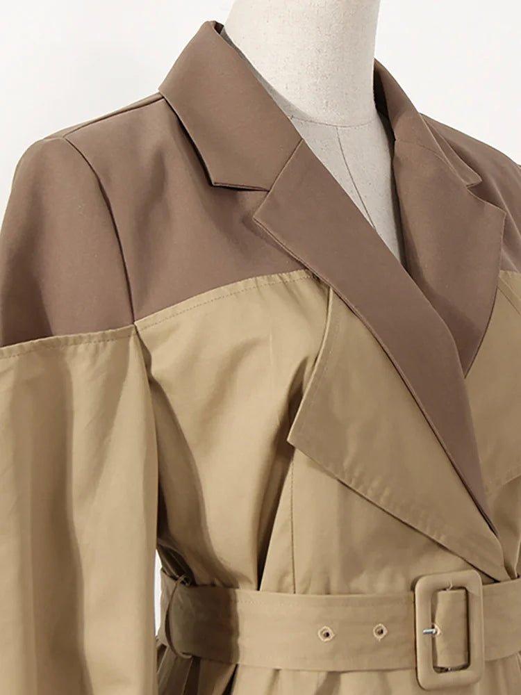 Two-Tone Belted Trench Coat - Kelly Obi New York