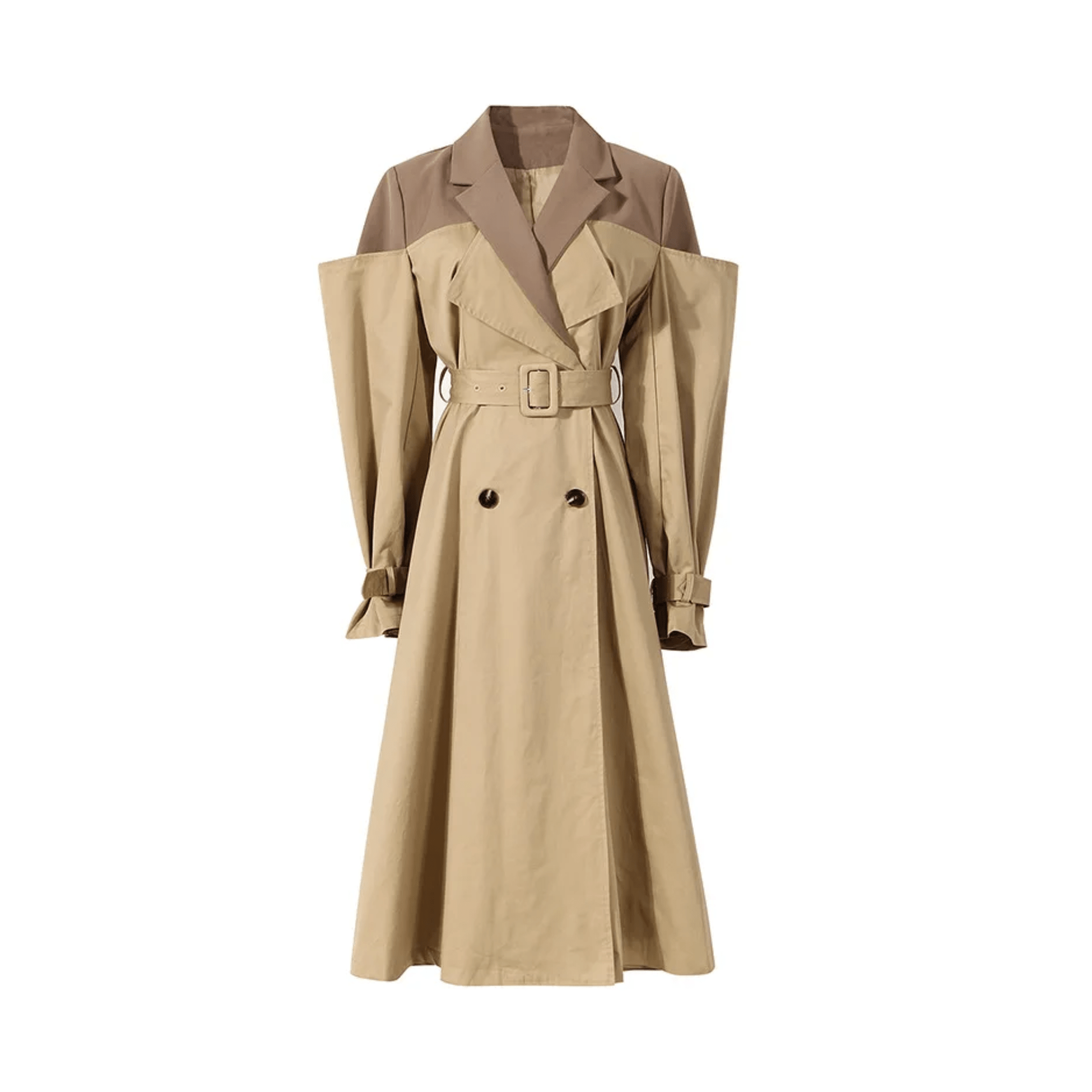 Two-Tone Belted Trench Coat - Kelly Obi New York