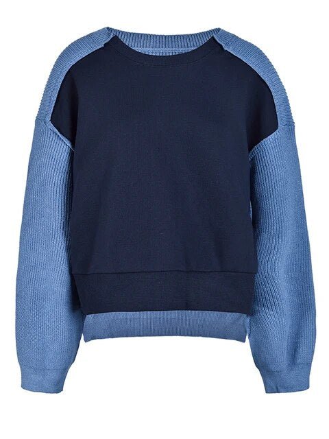 Two Tone Blue Knit Sweater - Kelly Obi New York