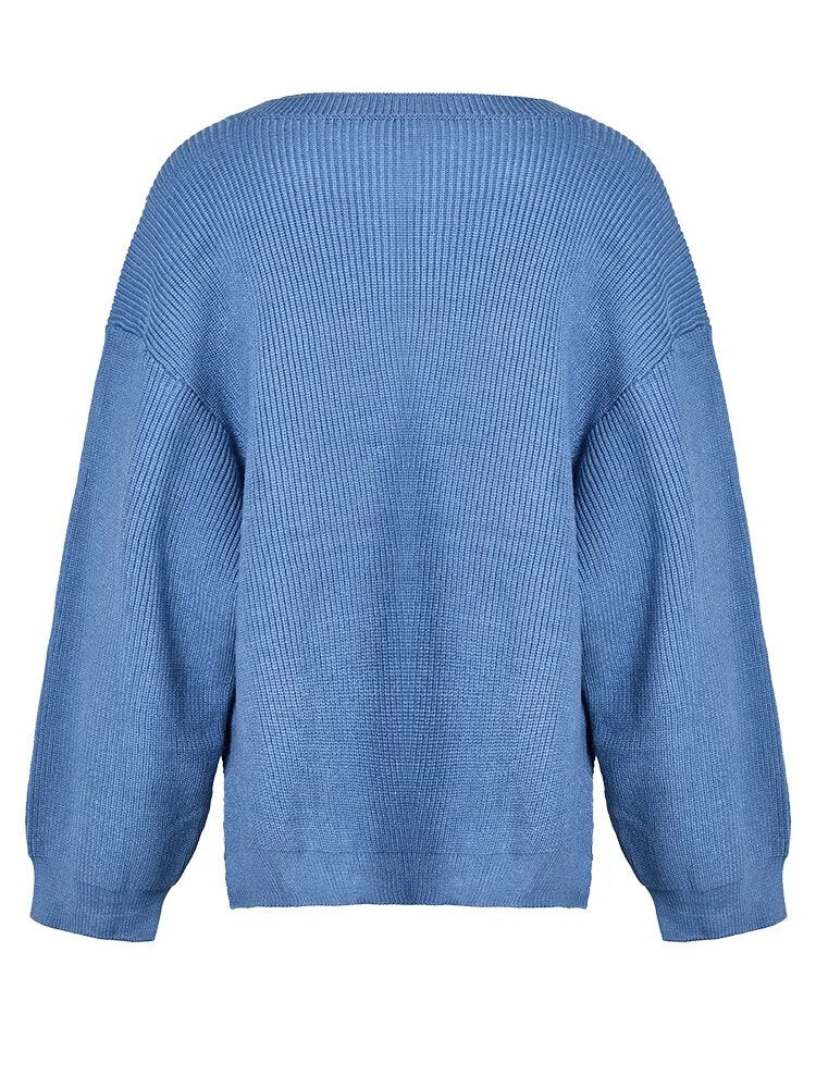 Two Tone Blue Knit Sweater - Kelly Obi New York