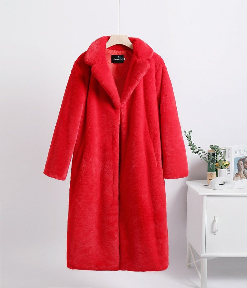 Two-Tone Faux Fur Loose Coat - Kelly Obi New York