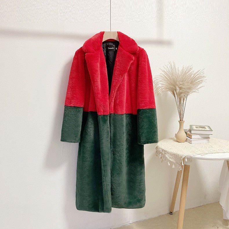 Two-Tone Faux Fur Loose Coat - Kelly Obi New York