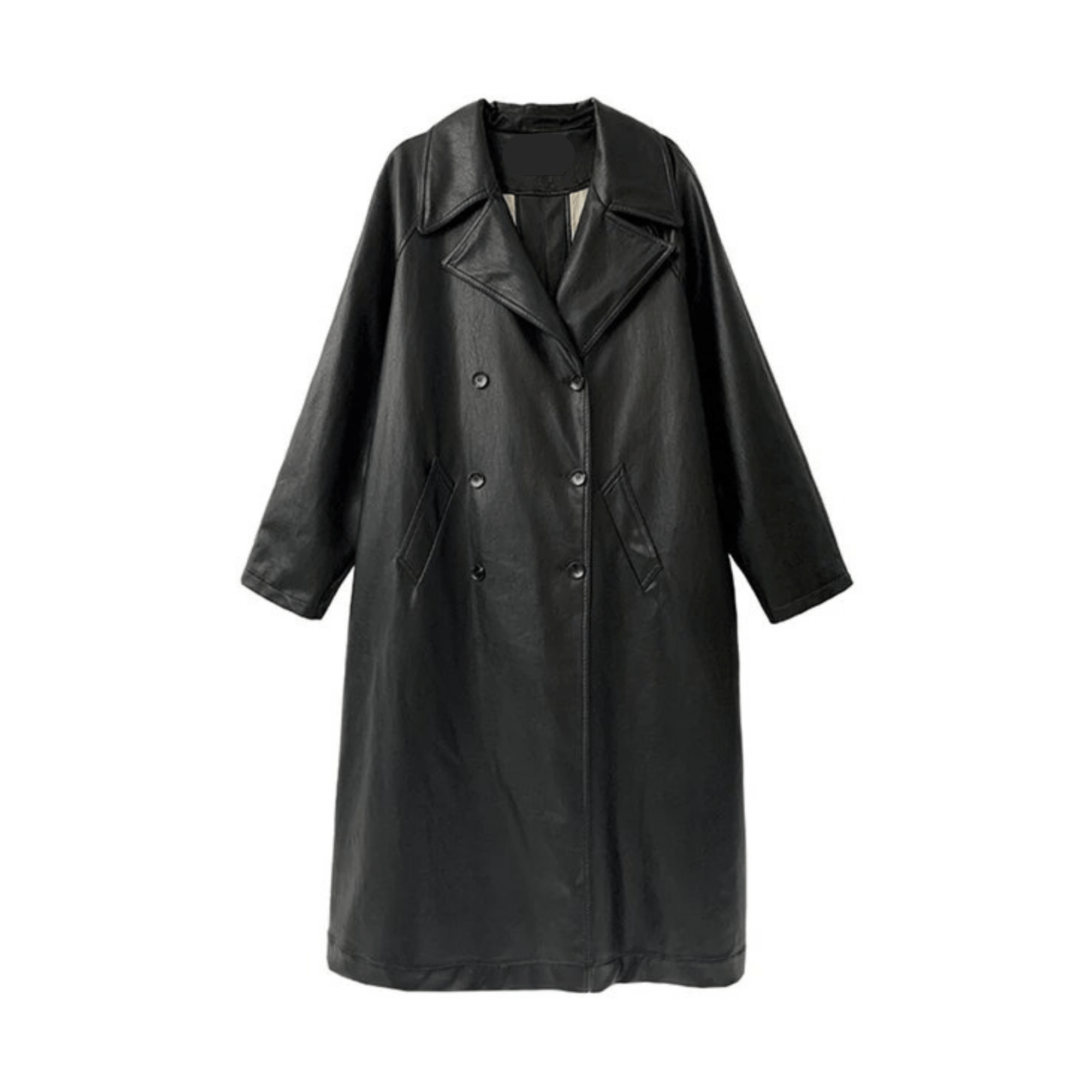 Vegan Leather Double-Breasted Trench Coat - Kelly Obi New York