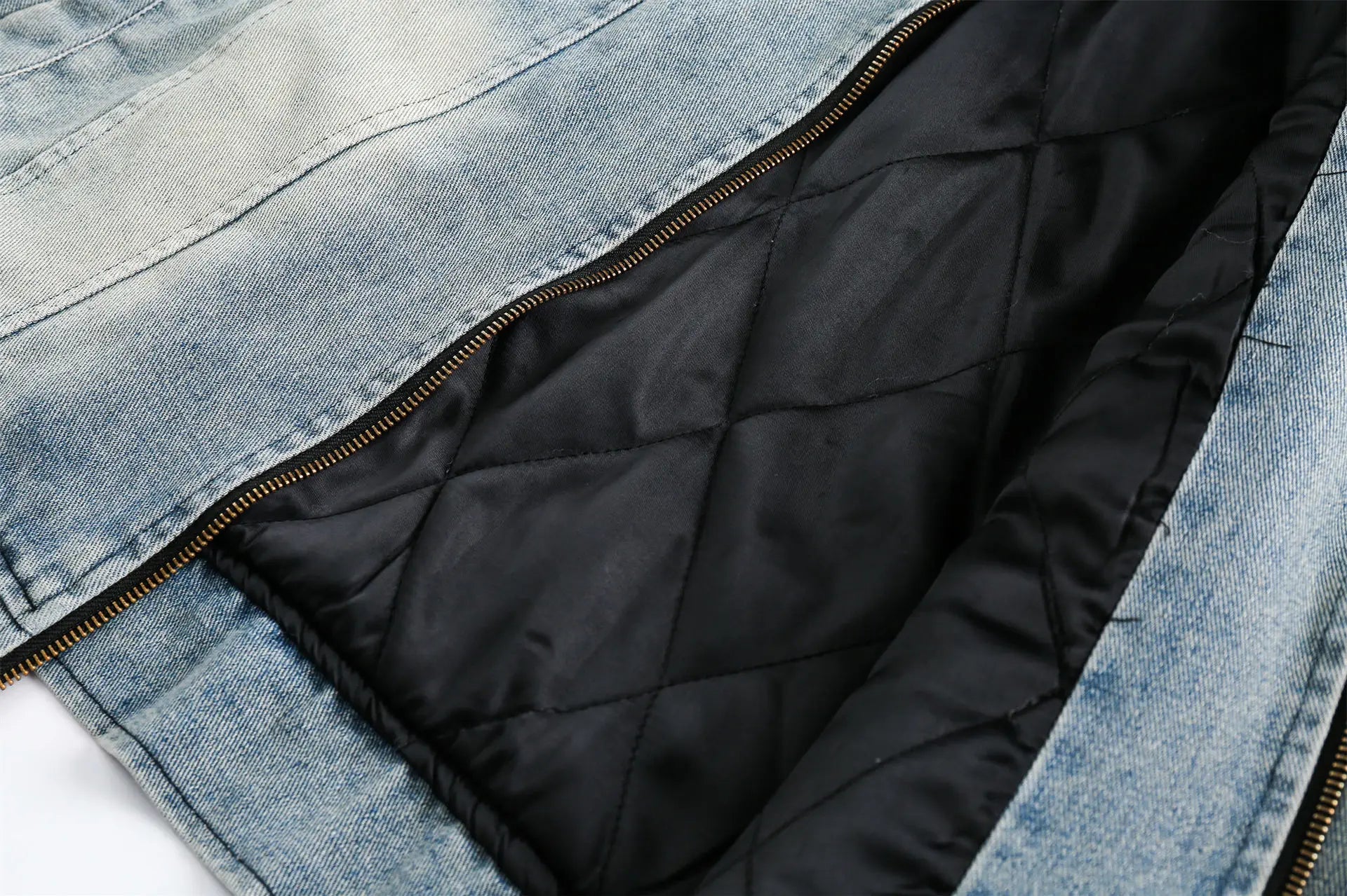 Vegan Leather Spliced Denim Short Jacket - Kelly Obi New York