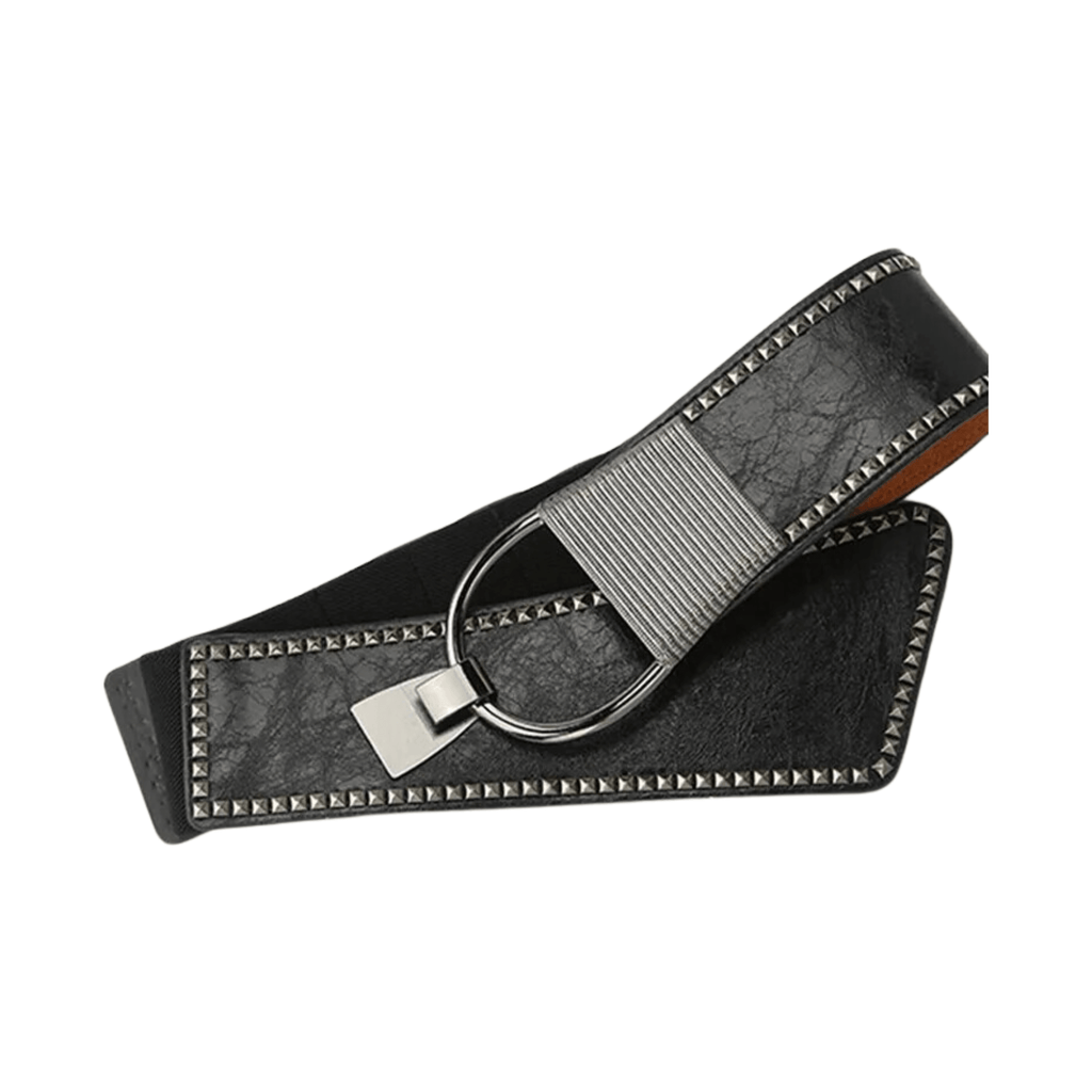 Wide Vegan Leather Corset Belt - Black