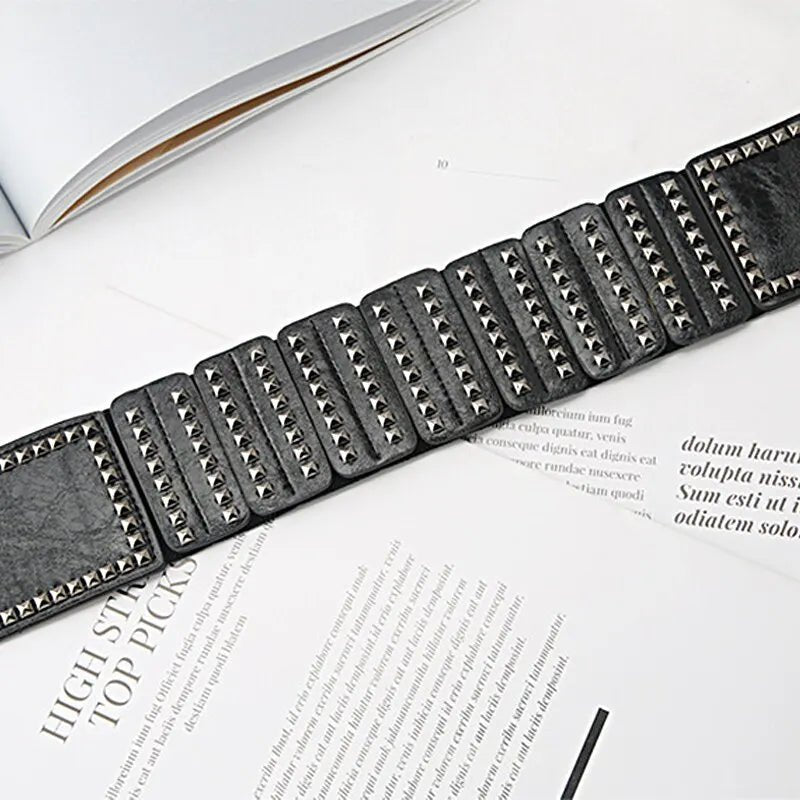 Vegan Leather Studded Waist Belt - Kelly Obi New York