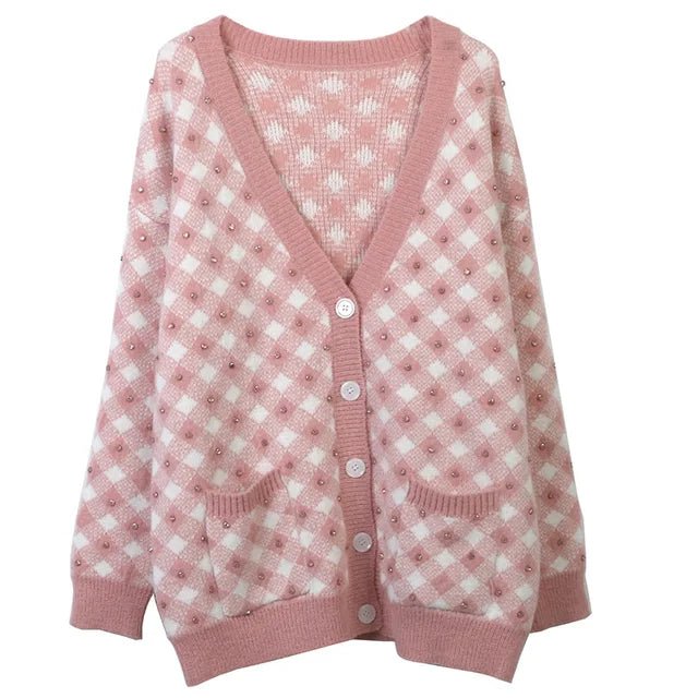 Vichy Check Knit Cotton Cardigan - Kelly Obi New York