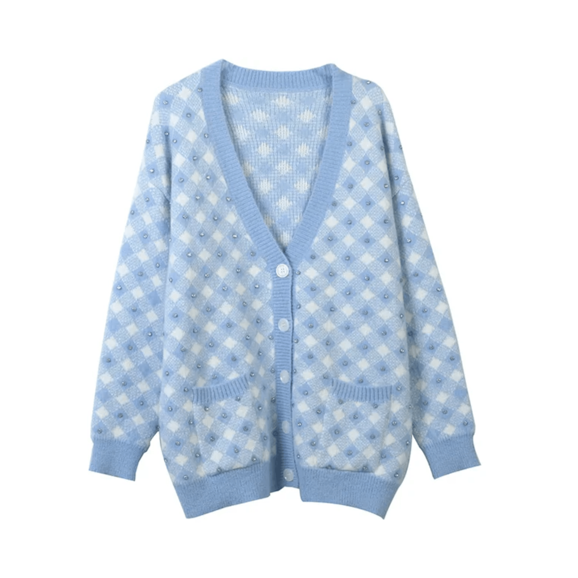 Vichy Check Knit Cotton Cardigan - Kelly Obi New York