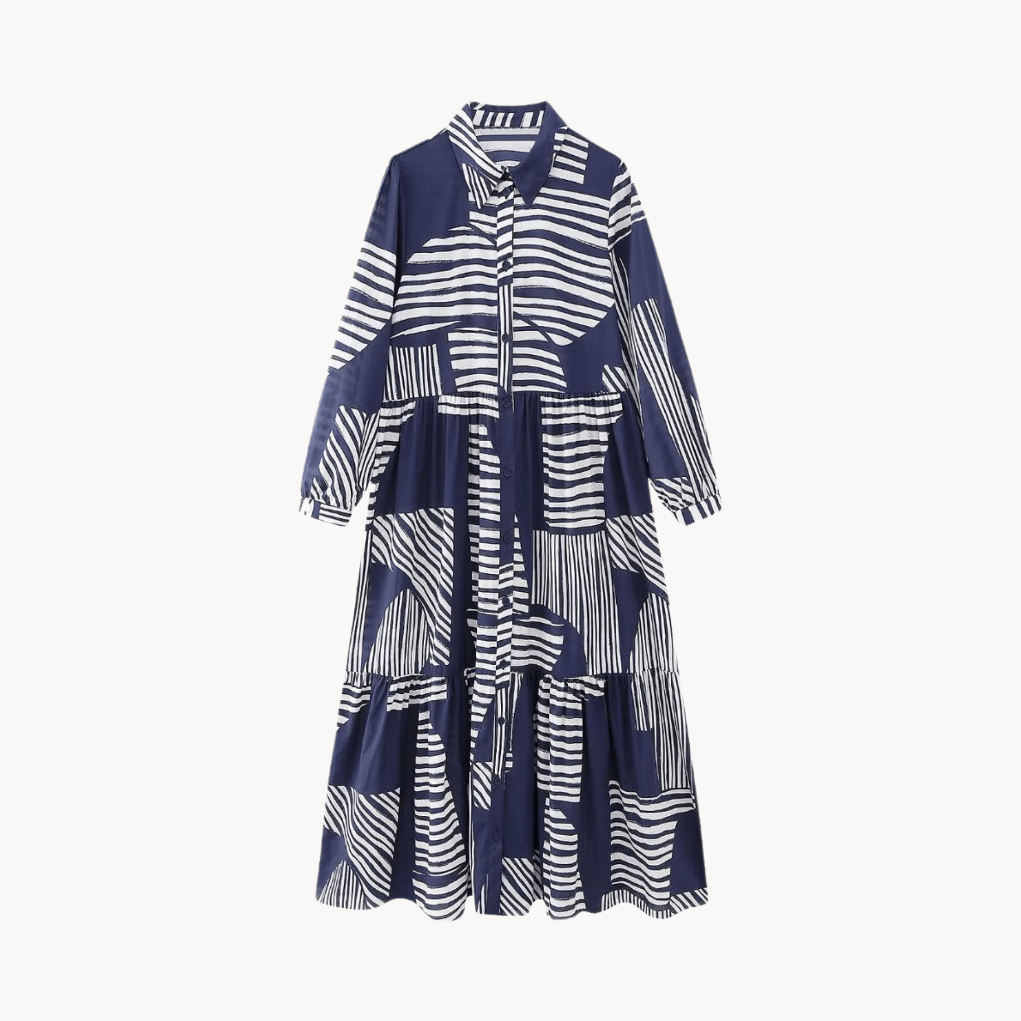 Vintage Contrast Color Stripes Dress - Kelly Obi New York