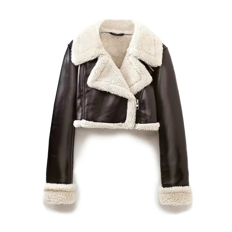 Warm Faux Leather Short Jacket - Kelly Obi New York