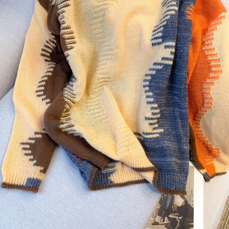 Waves Long Sleeve Knit Sweater - Kelly Obi New York
