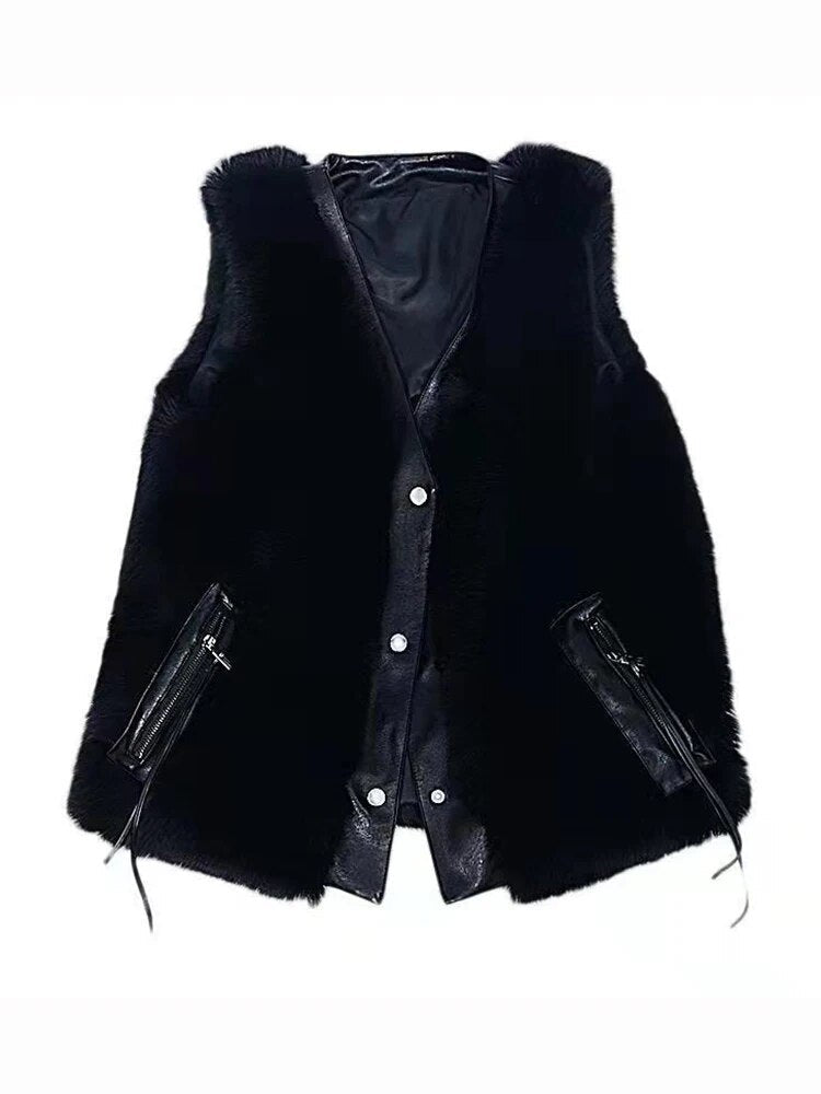 Welt Pocket Zip Furry Vest - Kelly Obi New York