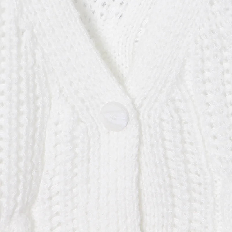 White Knit Loose Short Cardigan - Kelly Obi New York