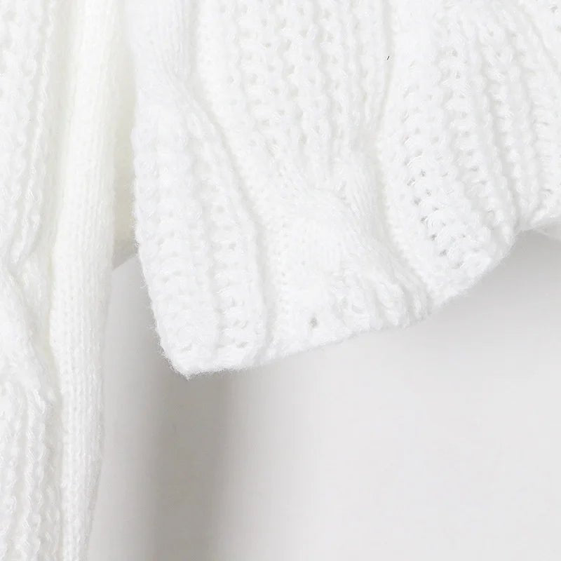 White Knit Loose Short Cardigan - Kelly Obi New York