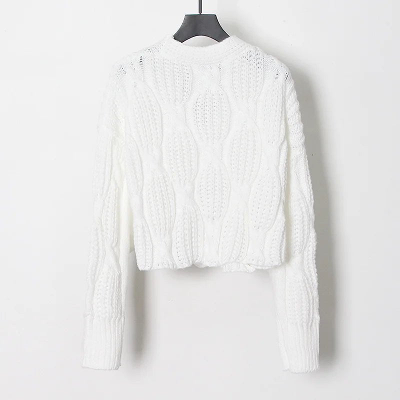 White Knit Loose Short Cardigan - Kelly Obi New York