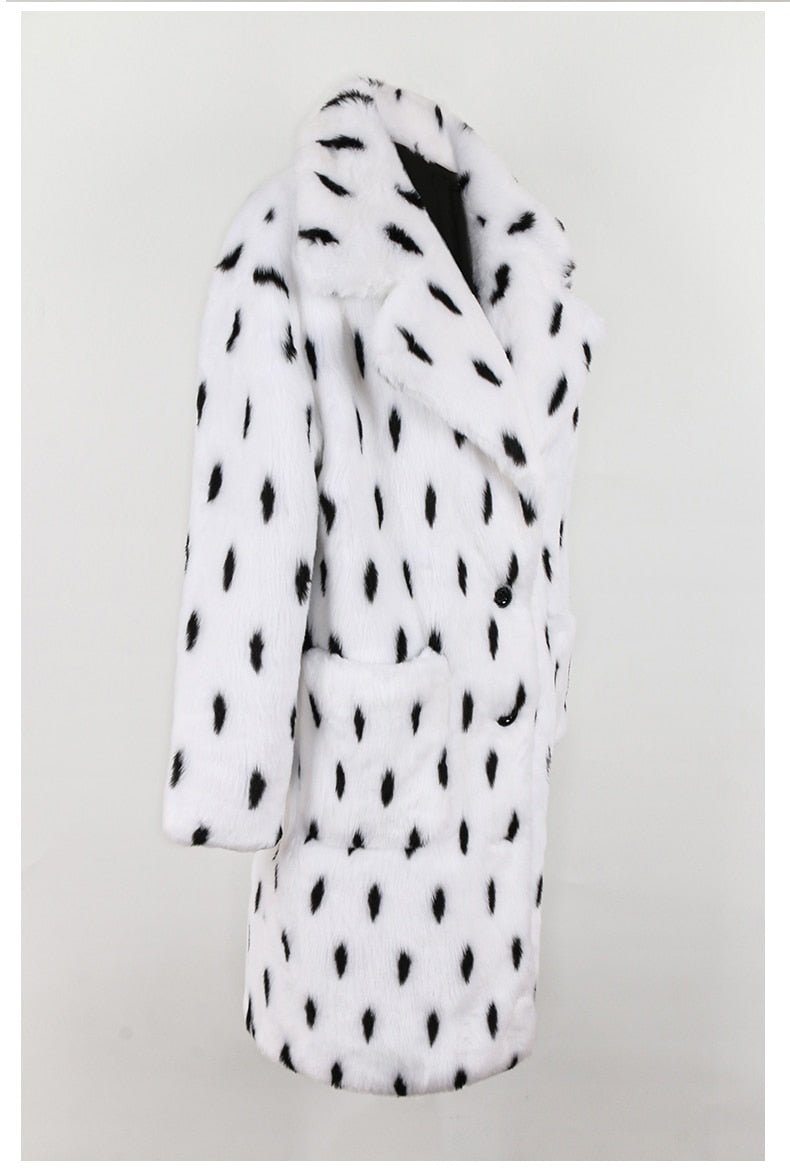 White Polka Dot Faux Fur Jacket - Kelly Obi New York