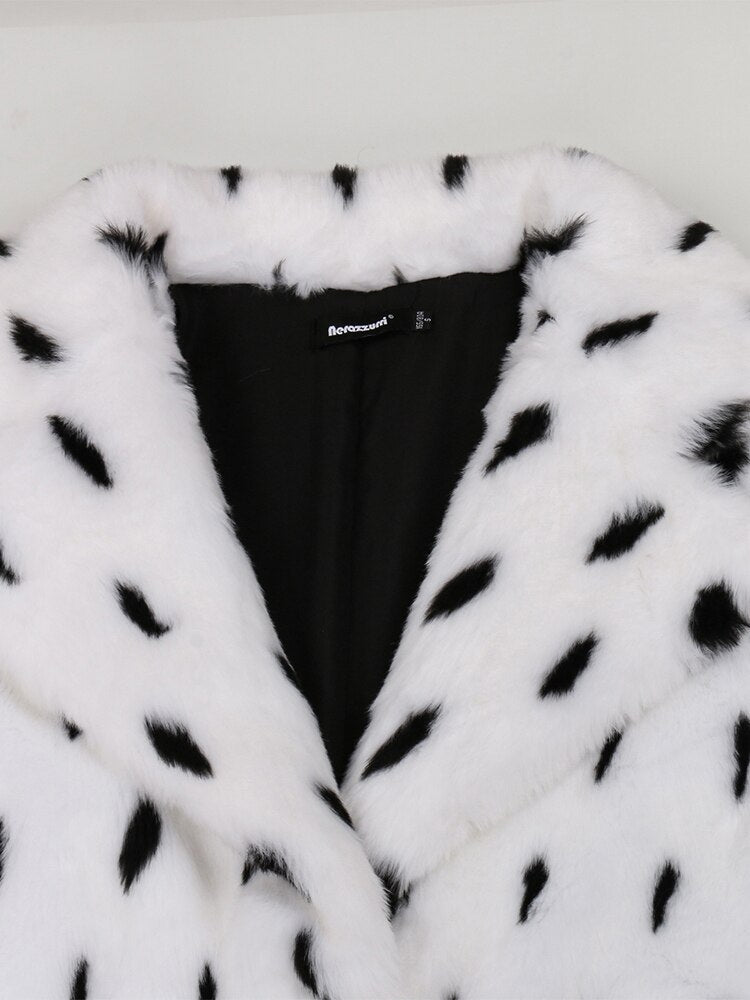 White Polka Dot Faux Fur Jacket - Kelly Obi New York