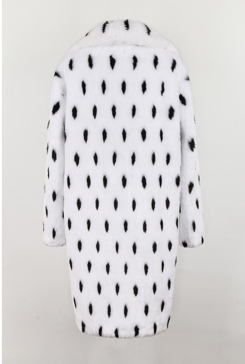 White Polka Dot Faux Fur Jacket - Kelly Obi New York