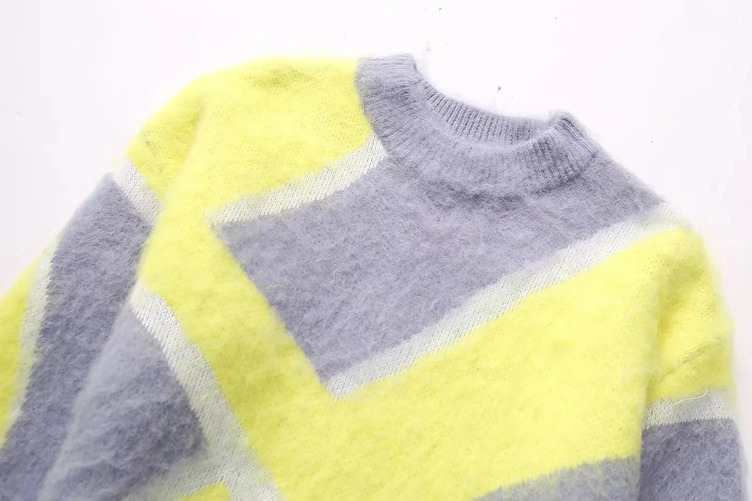 Yellow Gray Knitted Short Sweater - Kelly Obi New York