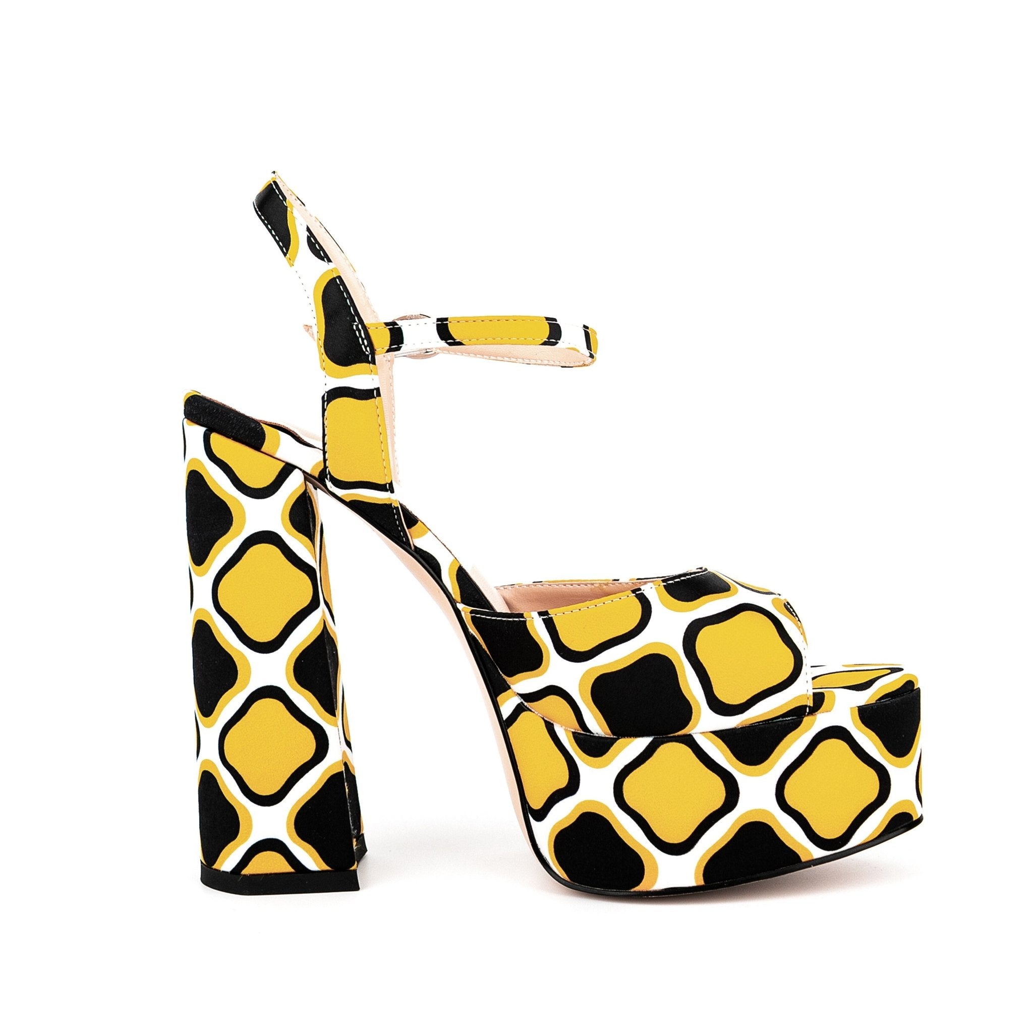 Yellow Peep Toe Platform Sandals - Kelly Obi New York