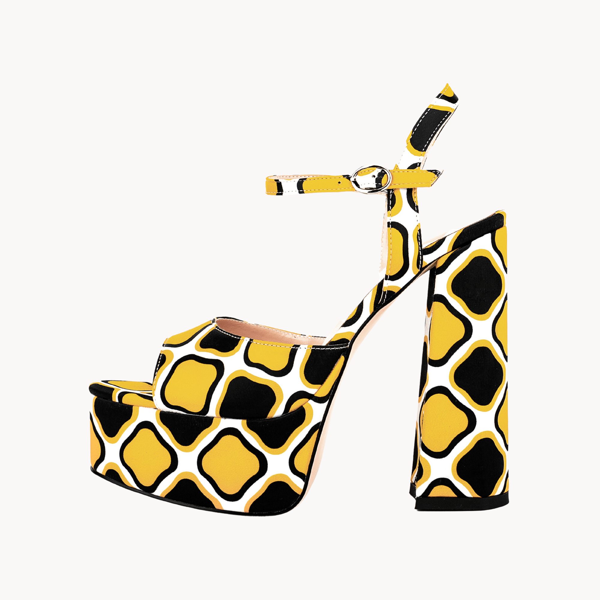 Yellow Peep Toe Platform Sandals - Kelly Obi New York