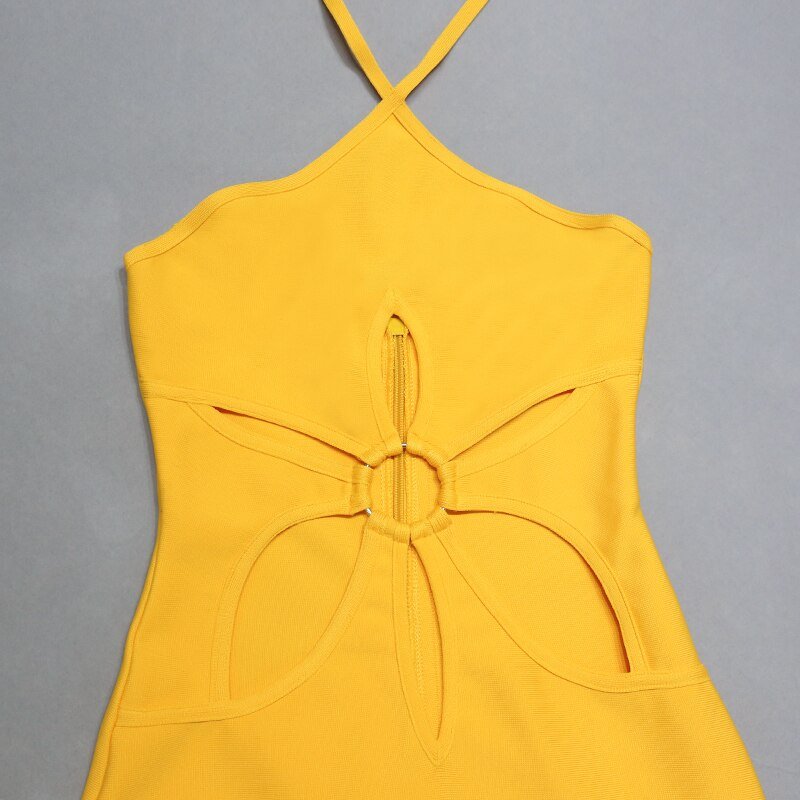 Yellow Sunflower Bandage Dress - Kelly Obi New York