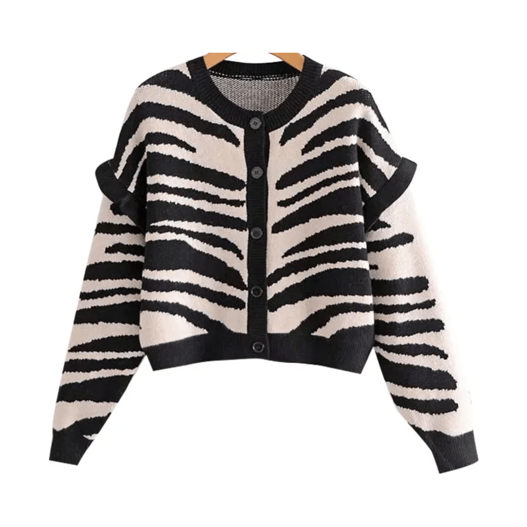 Zebra Cropped Knit Sweater - Kelly Obi New York
