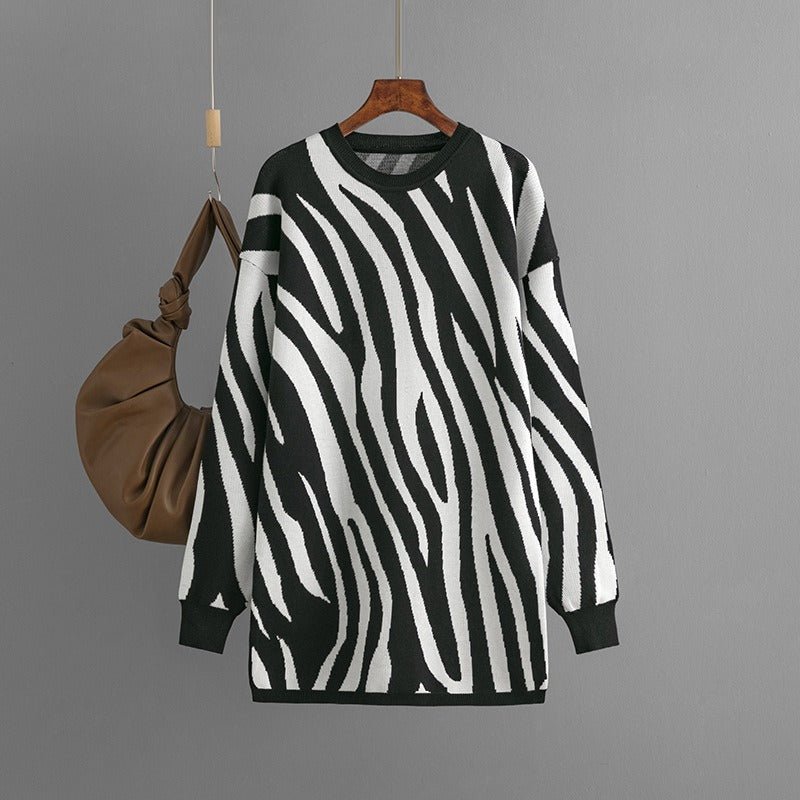 Zebra Loose Fit Knit Sweater - Kelly Obi New York