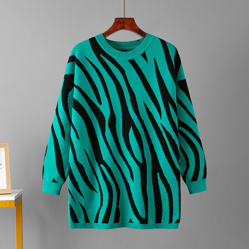 Zebra Loose Fit Knit Sweater - Kelly Obi New York