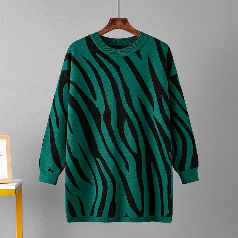 Zebra Loose Fit Knit Sweater - Kelly Obi New York