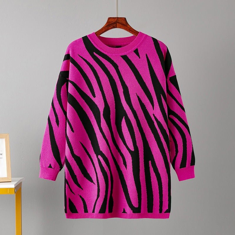 Zebra Loose Fit Knit Sweater - Kelly Obi New York