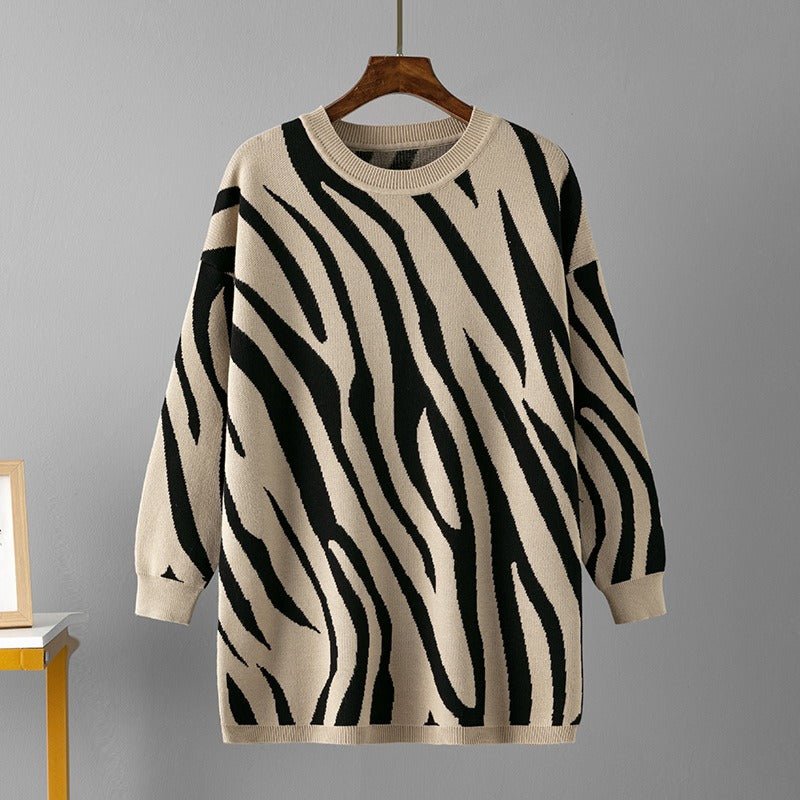 Zebra Loose Fit Knit Sweater - Kelly Obi New York