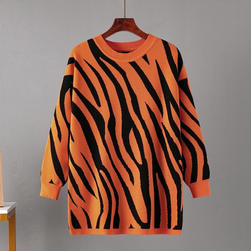 Zebra Loose Fit Knit Sweater - Kelly Obi New York