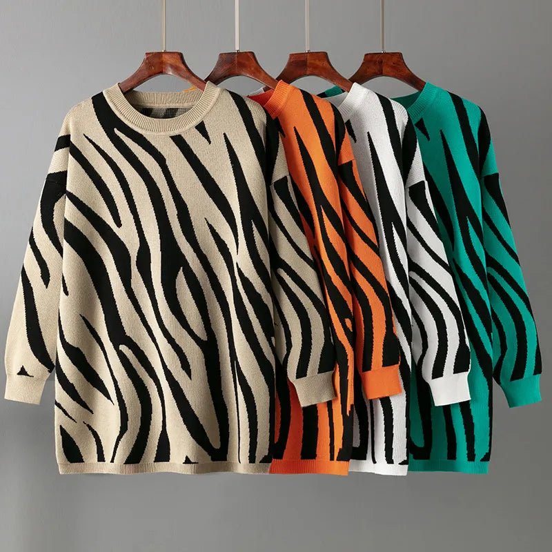 Zebra Loose Fit Knit Sweater - Kelly Obi New York