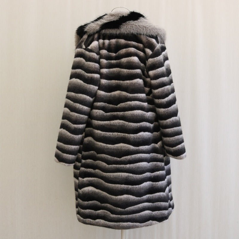 Zebra Stripes Faux Fur Coat - Kelly Obi New York